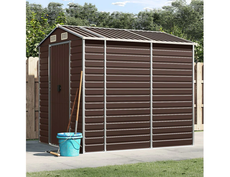 Nnevl Garden Shed Brown 191x215x198 Cm Galvanised Steel