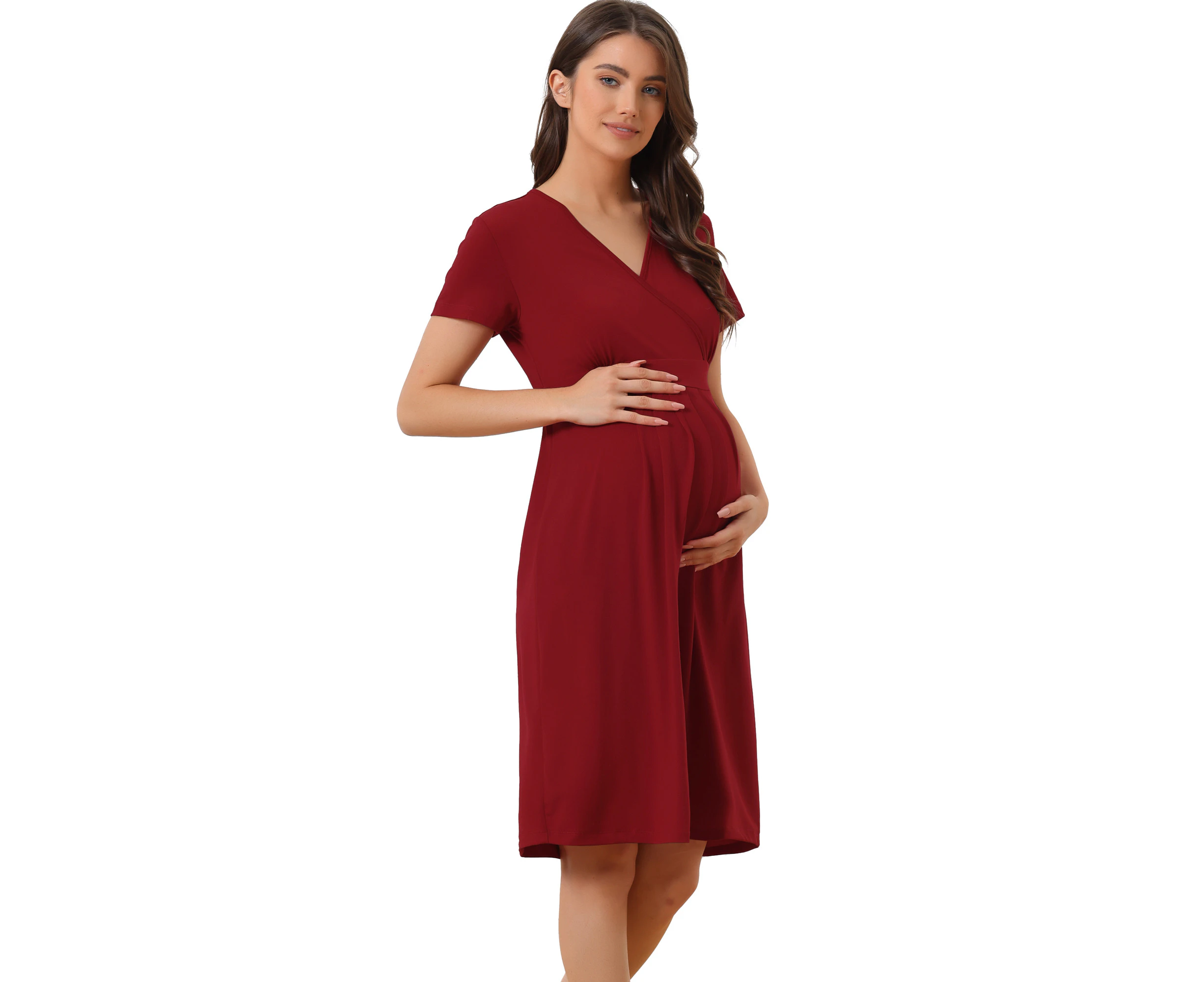 Cheibear Maternity V Neck Short Sleeve Nightgowns