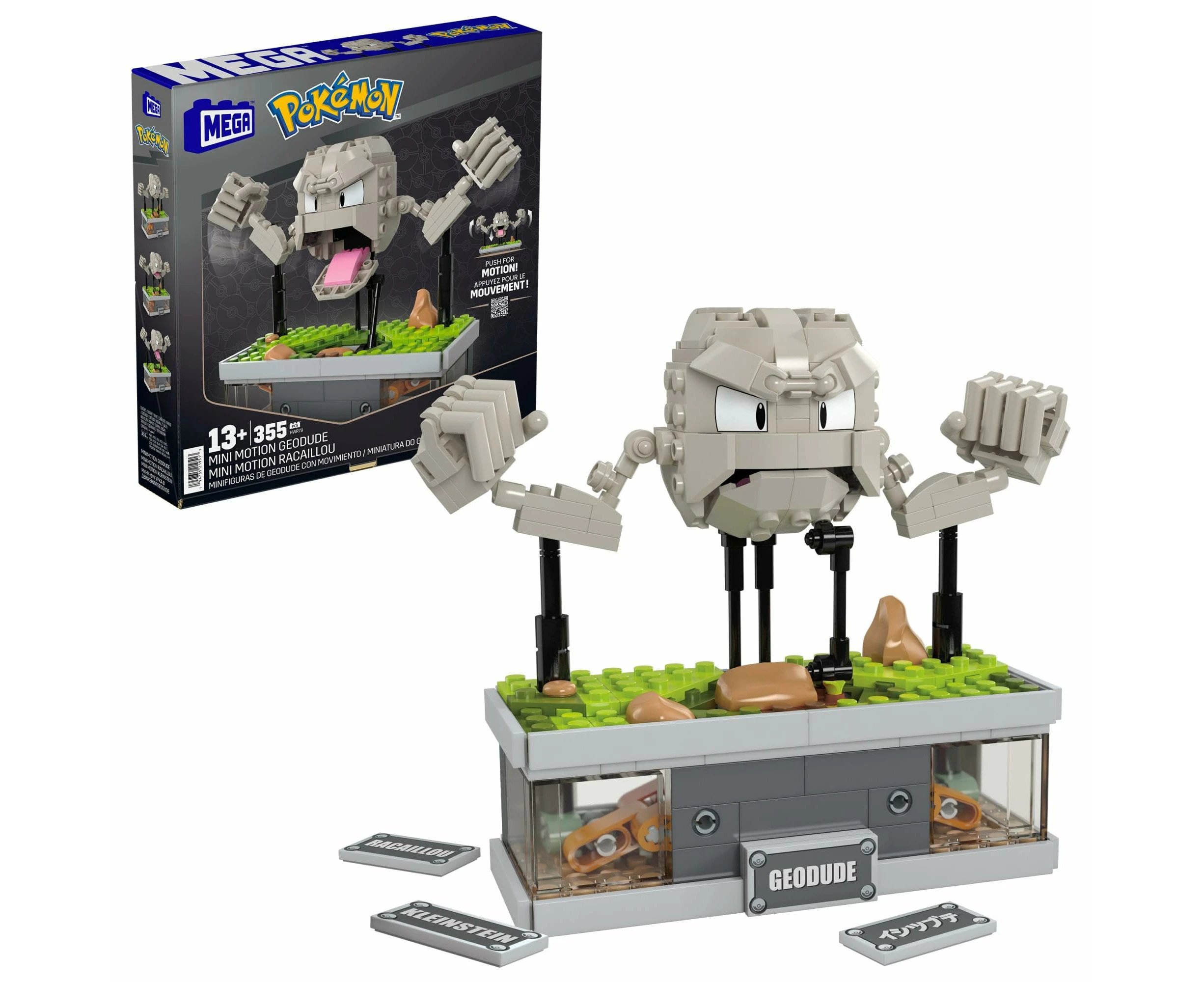 Mega Pokémon Mini Motion Geodude Building Set – Punching Action! (343 Pieces)