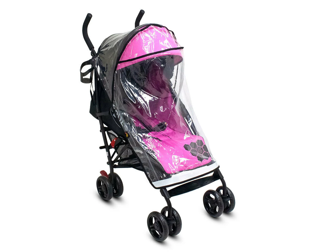 Vee Bee Buz 108cm Reclining Stroller/Pram Newborn Rose Pink w/ 97cm Storm Covers