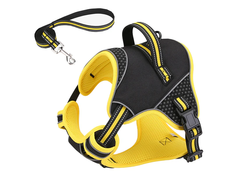 Reflective No Pull Dog Harness with Leash-Yellow