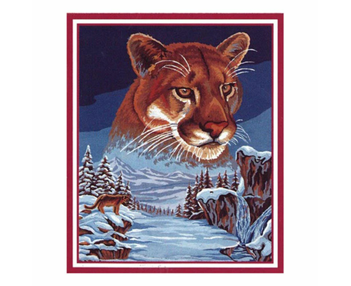 LIONESS IN SNOW Tapestry Design Printed On Canvas #11503