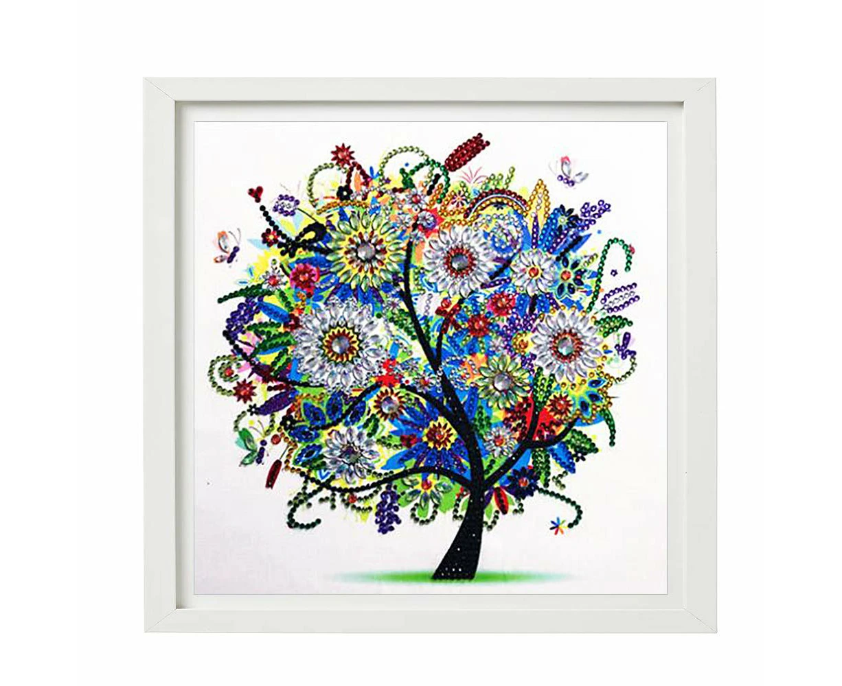 WSECOMM Special Shaped Diamond Art Kits Crystal Diamond Paintings Tree Arts Craft Home Wall Decor(12X12inch/Summer Tree)