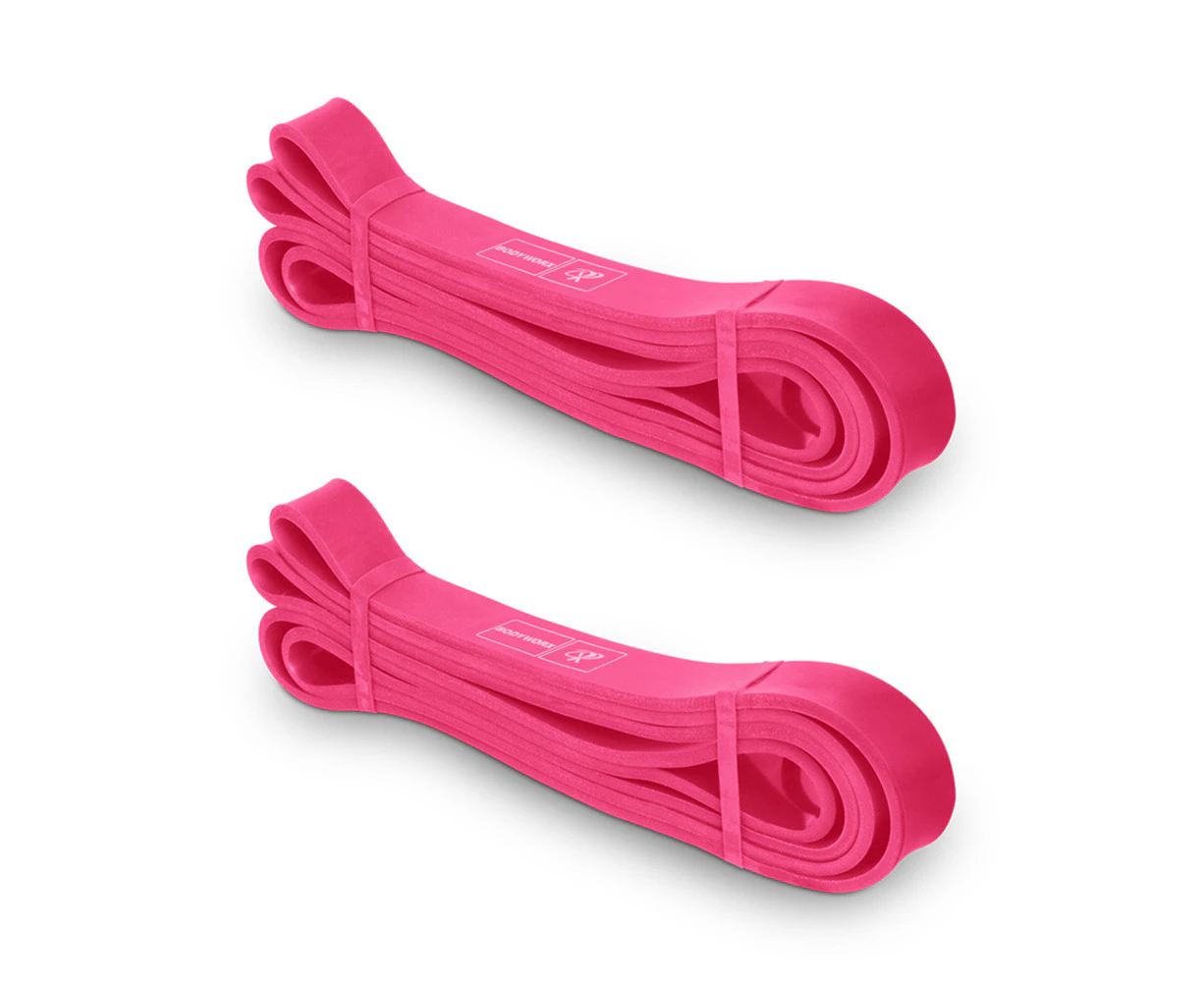 2x Bodyworx Strength Band Workout/Gym Elastic Loop Extra Extra Light 22mm Pink