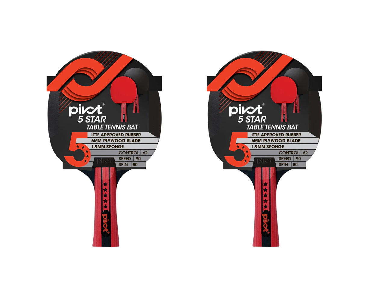 2x Pivot 5 Star Table Tennis Racquet Ping Pong Paddle Bat Sports Equipment