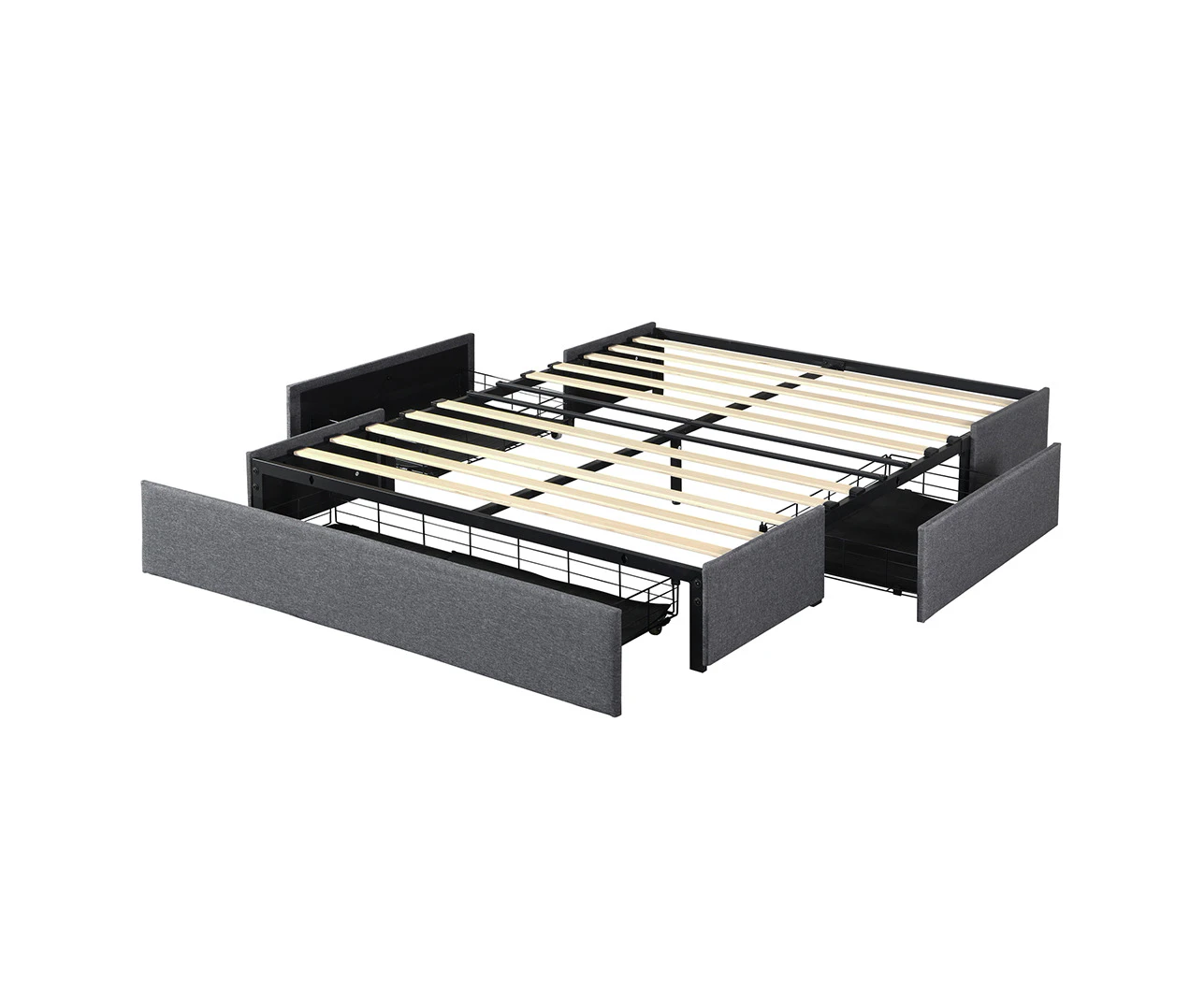 Levede Double Bed Frame Mattress Base 3 Storage Drawer Metal Wooden Platform