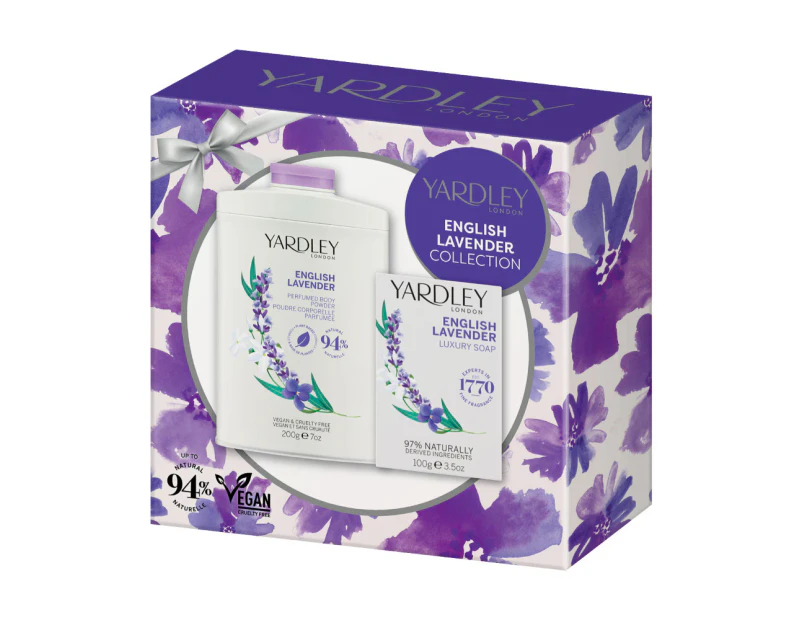 Yardley English Lavender Gift Set Talc Free Body Powder 200g and Soap 100g