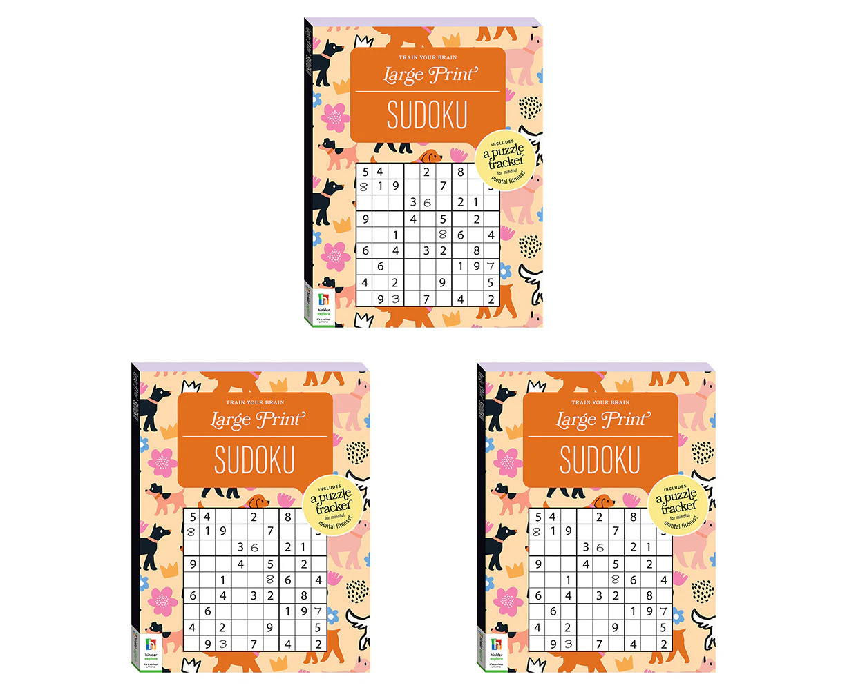 3x Hinkler Large Print Puzzles Series 3 Sudoku Brain Teaser Activity Book