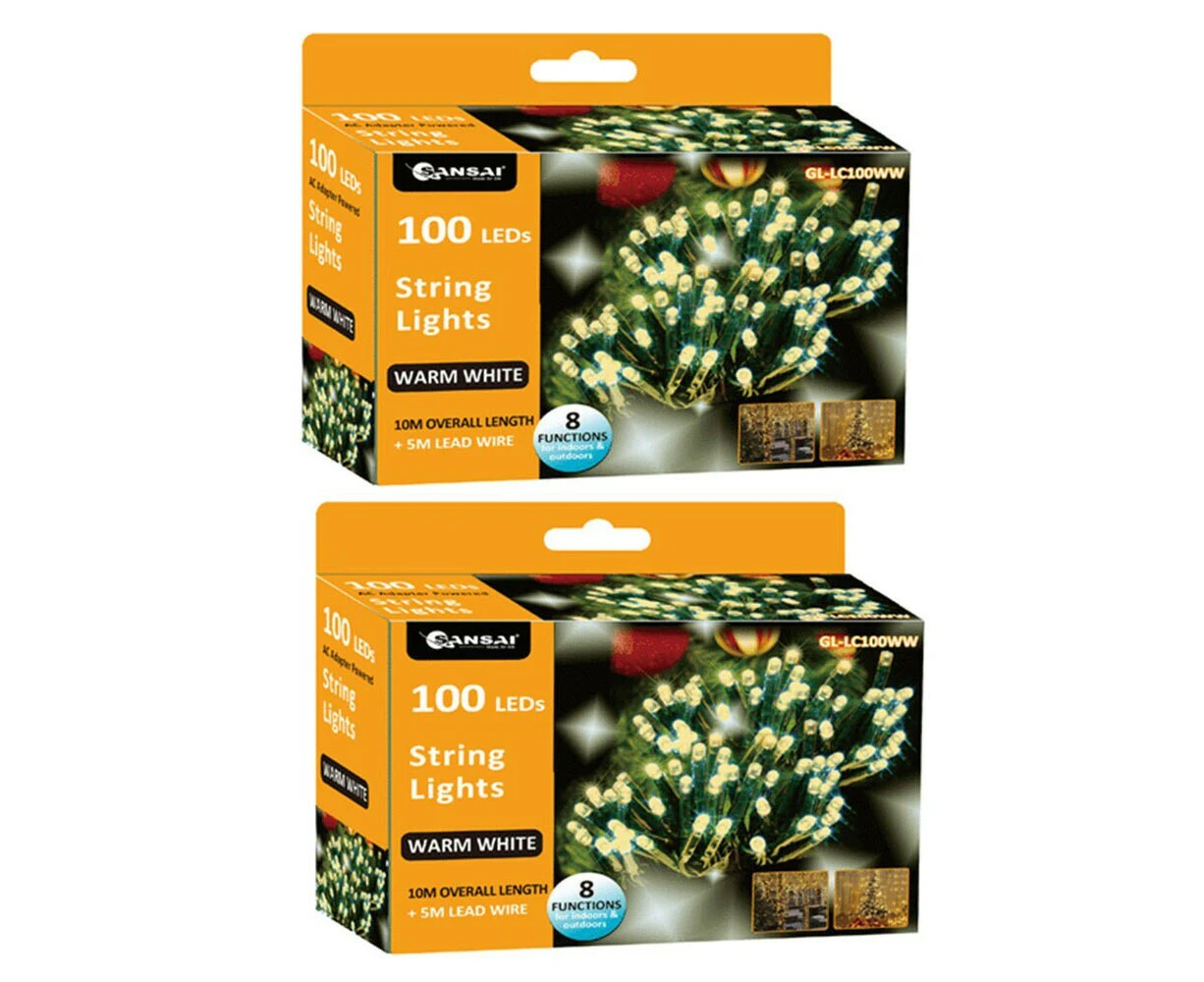 2x Sansai 100 LED Electric Lumini Decorative/Christmas String Lights Warm White