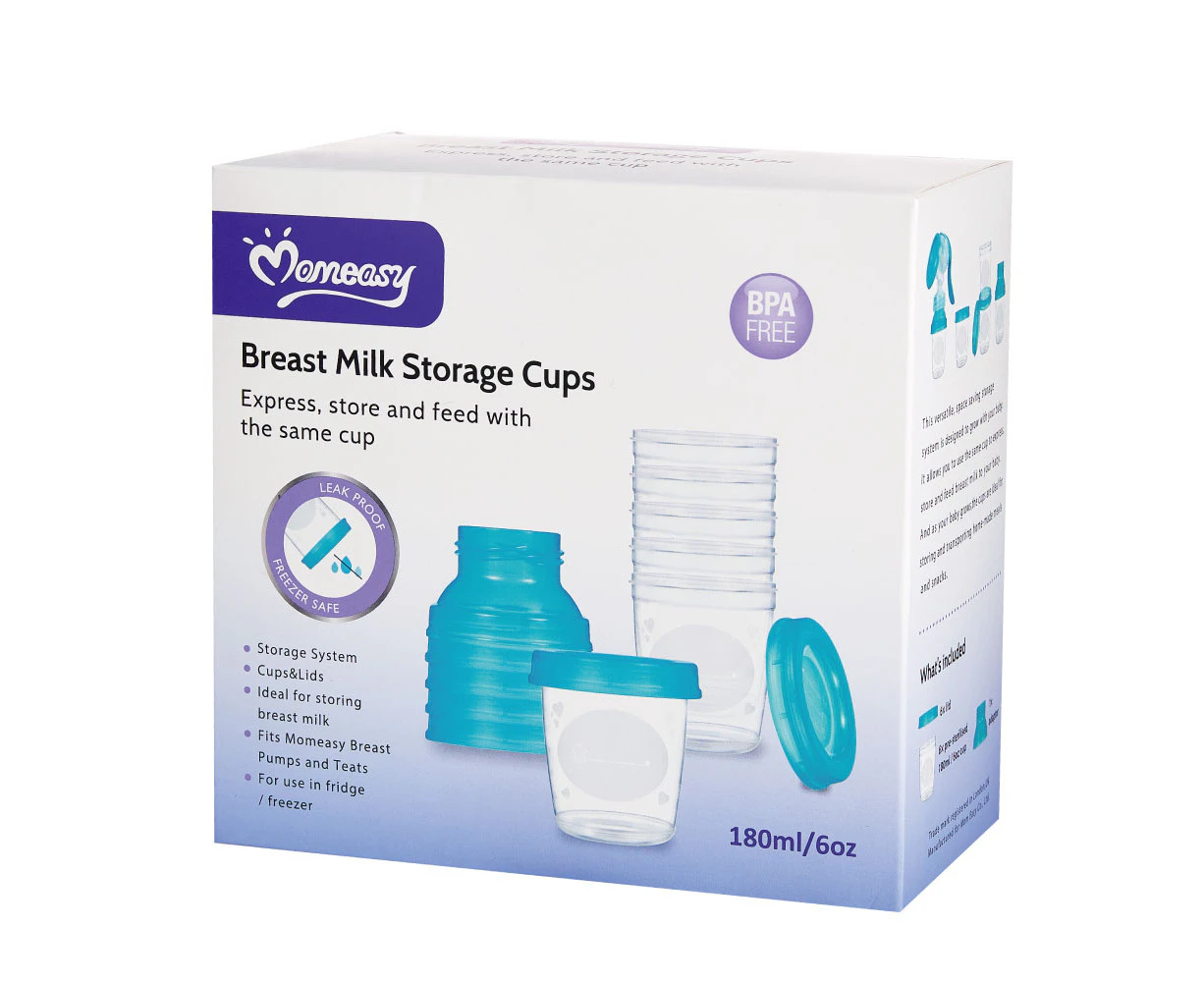 Momeasy Breast Milk Storage Cups Leak Safe And Freeze Safe BPA Free 180ml