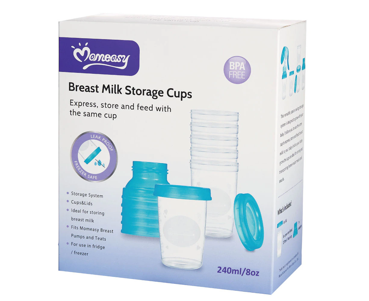 Momeasy Breast Milk Storage Cups Leak Safe And Freeze Safe BPA Free 240ml