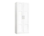 Oikiture Wardrobe Clothes Storage Cabinet Large Cupboard 2 Doors 4 Shelves White