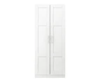 Oikiture Wardrobe Clothes Storage Cabinet Large Cupboard 2 Doors 4 Shelves White