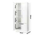 Oikiture Wardrobe Clothes Storage Cabinet Large Cupboard 2 Doors 4 Shelves White