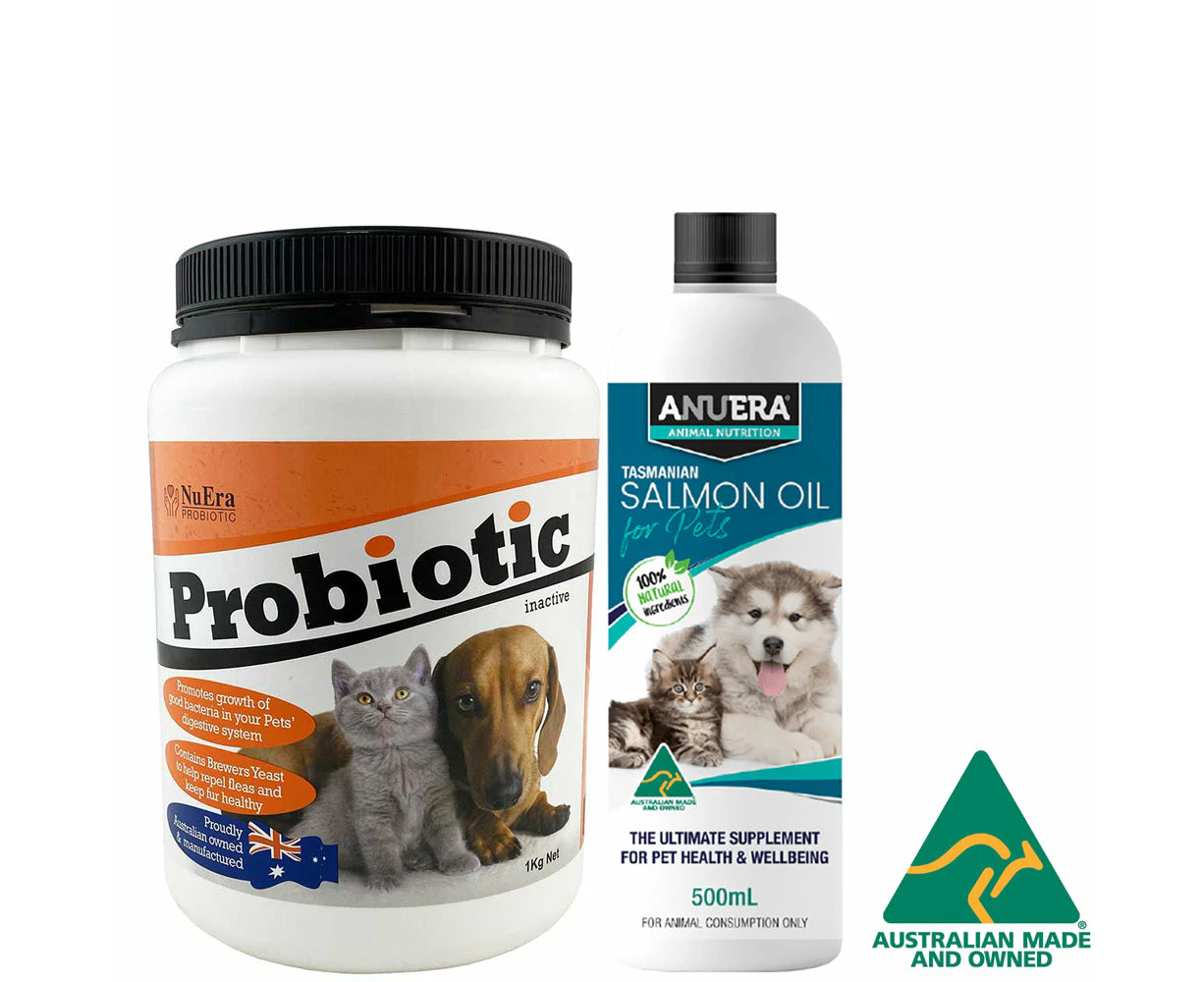 Bundle and Save 10% - ANUERA Complete Health Pack for Pets 1kg Probiotic + 500ml Salmon Oil