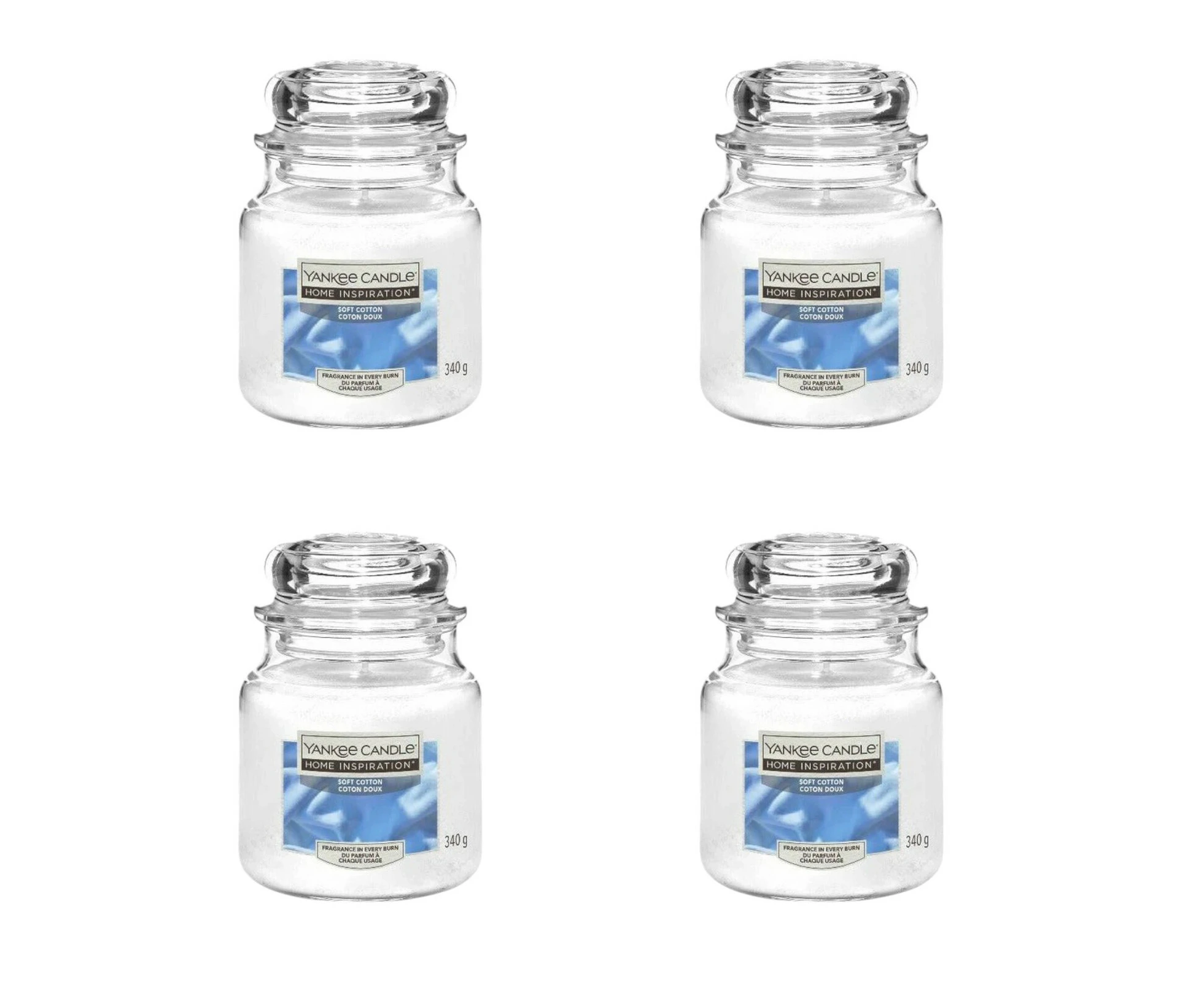 4-Pack Yankee Candle Home Inspiration Medium Jar Candle Soft Cotton 340g 12oz