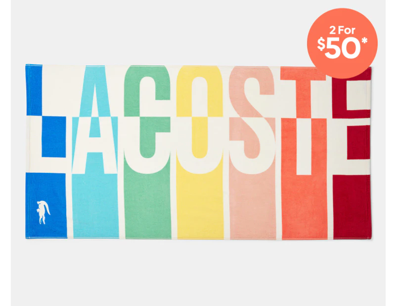 Lacoste Rainbow Logo Beach Towel - Multi