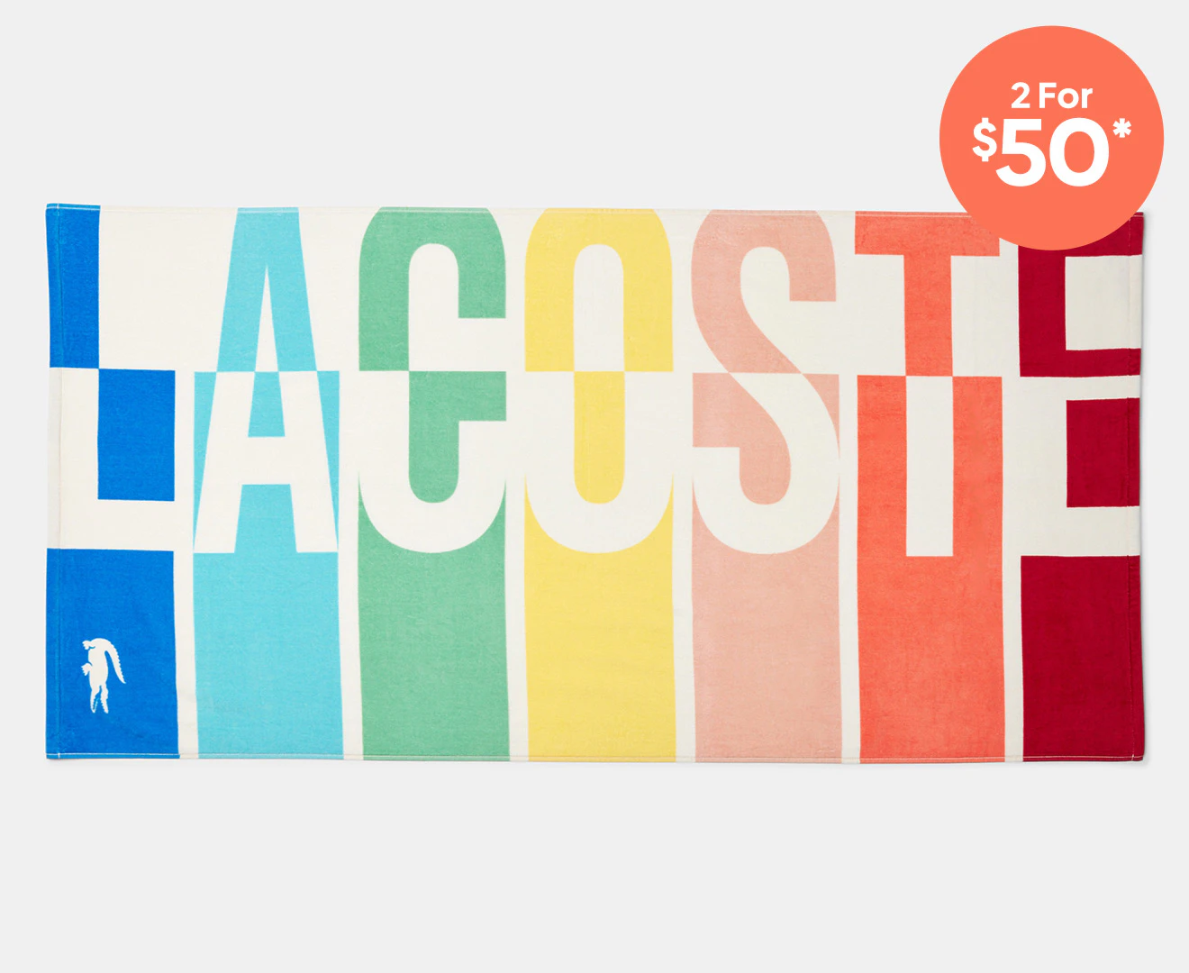 Lacoste Rainbow Logo Beach Towel - Multi