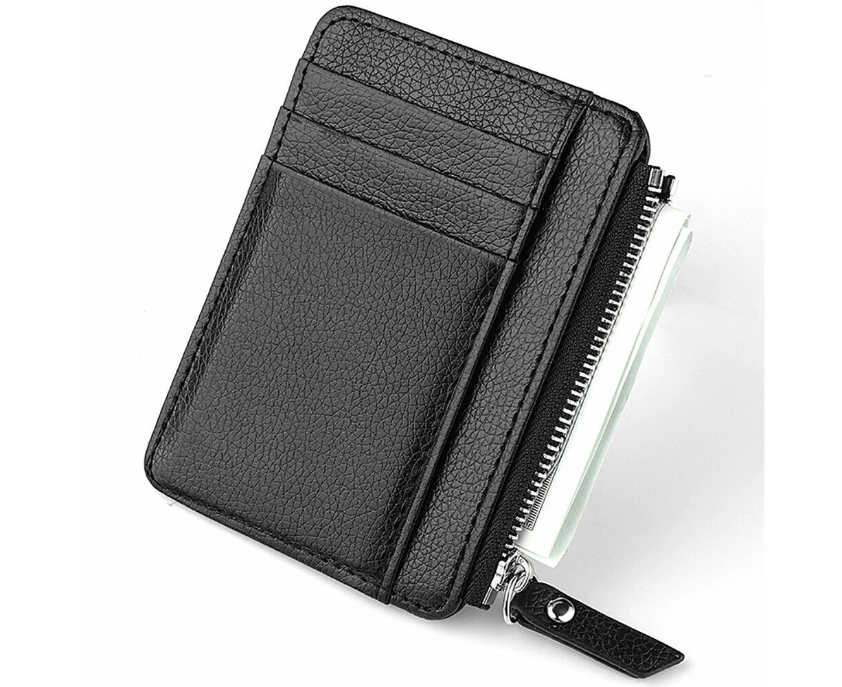 Men PU Leather Small Coin Case Card Holder Zip Wallet Pouch Mini Purse Bag