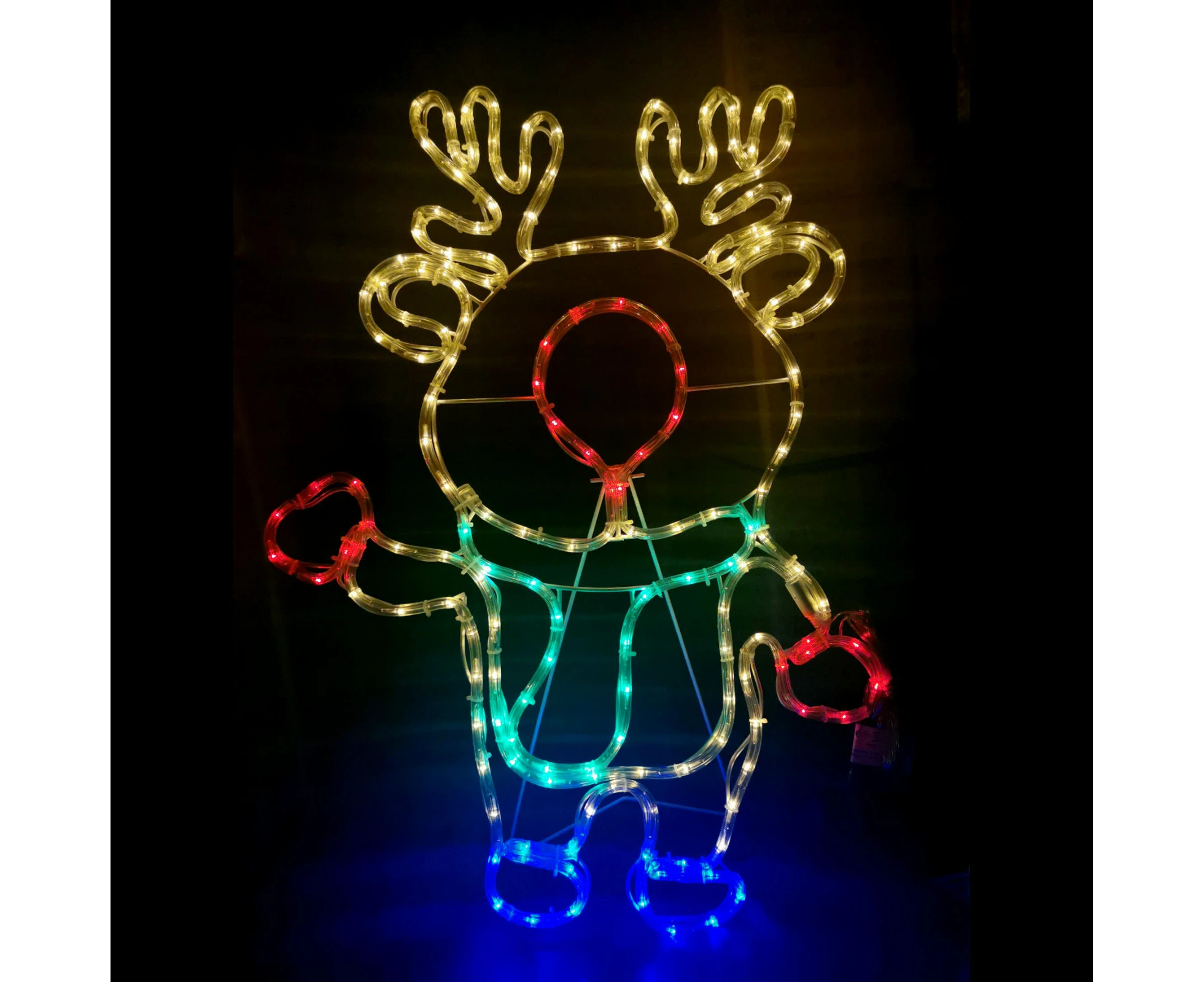 Solar Powered LED Waving Rudolph the Reindeer Outdoor Christmas Motif 8 Functions 57x79cm