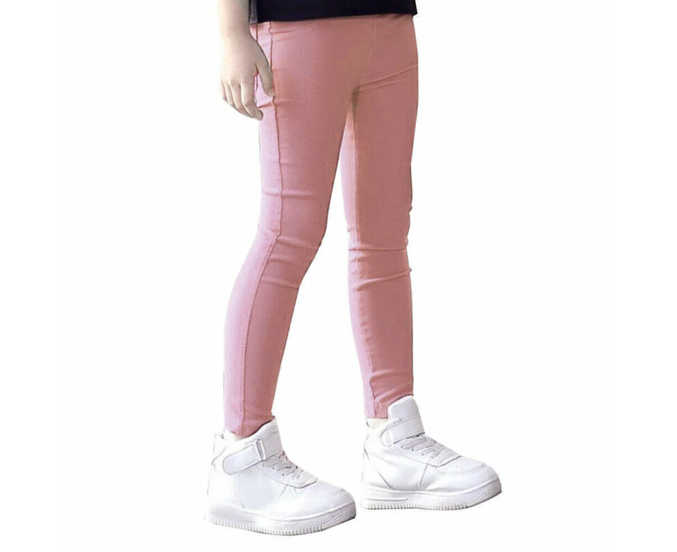 Kids Girls Casual Solid Colour Chino Pants Leggings Slim Skinny Trousers Jeggings