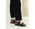 Jo Mercer Women's Vito Flat Sandals Black Leather