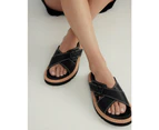 Jo Mercer Women's Venom Flat Slide Sandals Black Leather