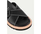 Jo Mercer Women's Venom Flat Slide Sandals Black Leather