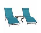 Coral Springs Lounger 3 pc Set - Aluminium Blue Hawaii