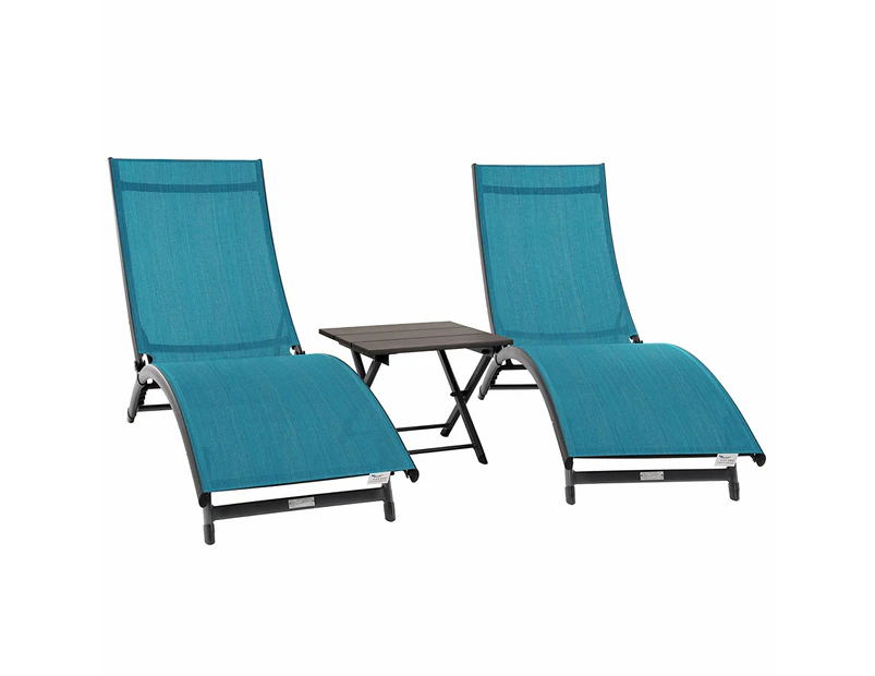 Coral Springs Lounger 3 pc Set - Aluminium Blue Hawaii