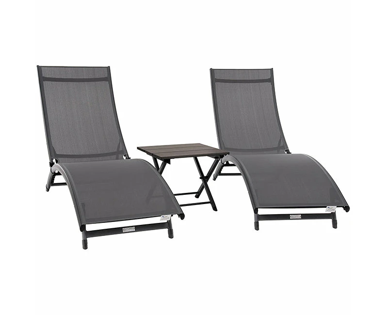 Coral Springs Lounger 3 pc Set - Aluminium Grey on Matte Black