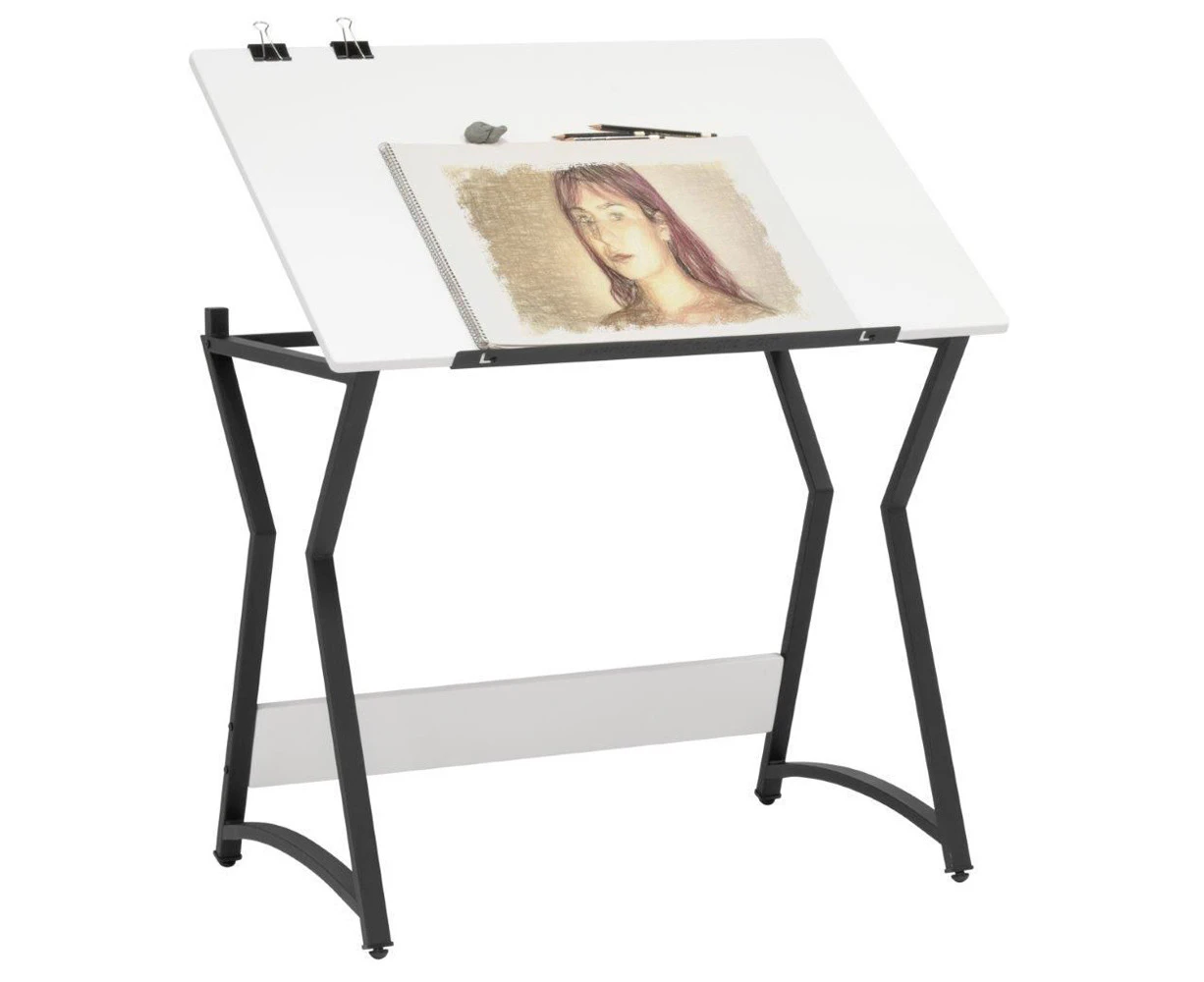 Artfusion Steel Hourglass Drawing Table Creative Workstation 91x60cm Black/White