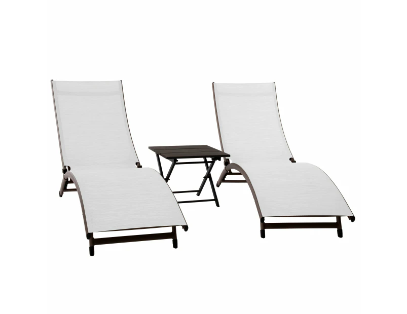 Coral Springs Lounger 3 pc Set - Aluminium Pearl