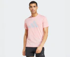 Adidas Men's Train Essentials Feelready Logo Training Tee / T-Shirt / Tshirt - Semi Pink Spark/Glory Grey