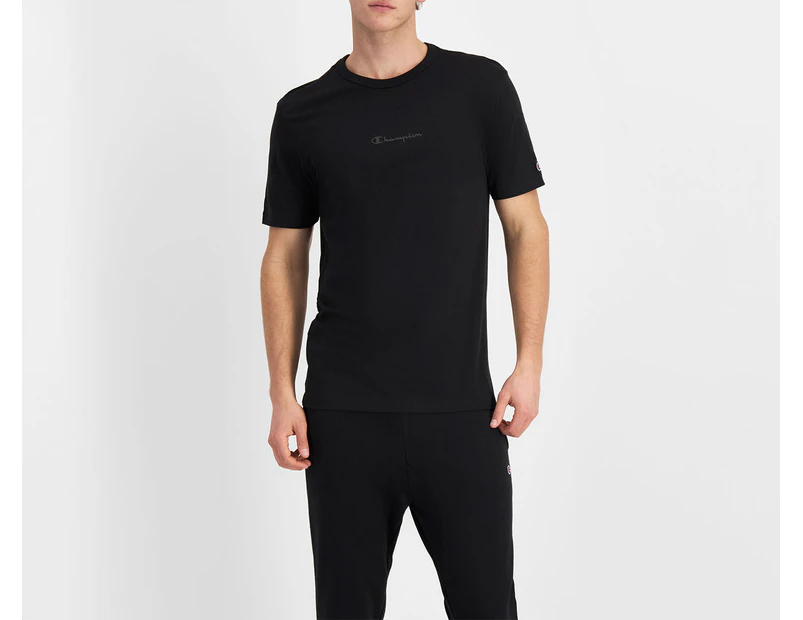 Champion Men's Tonal Script Tee / T-Shirt / Tshirt - Black