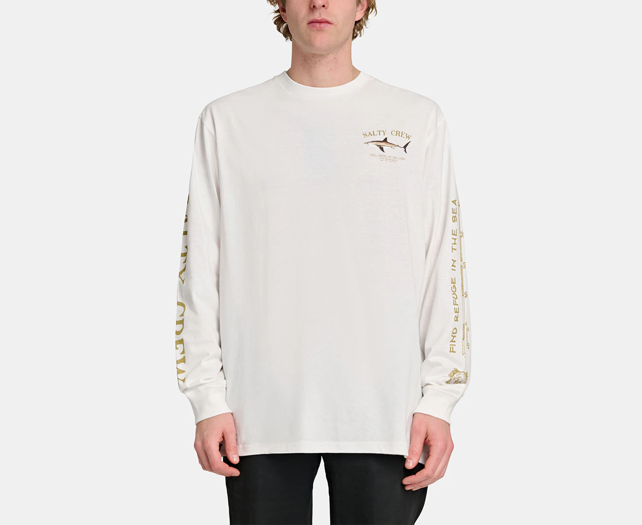 Salty Crew Men's Bruce Long Sleeve Tee / T-Shirt / Tshirt - White