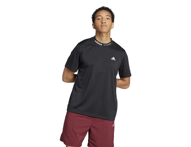 Adidas Men's Varsity Mesh Back Short Sleeve Tee / T-Shirt / Tshirt - Black