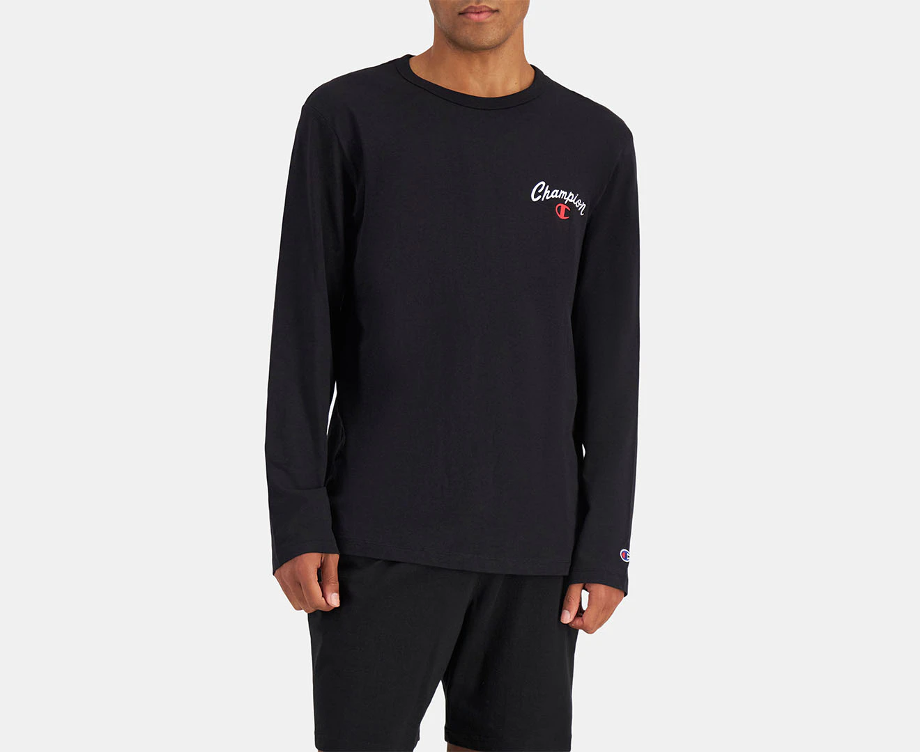 Champion Men's Sporty Long Sleeve Tee / T-Shirt / Tshirt - Black