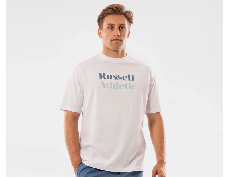 Russell Athletic Men's San Serif Tee / T-Shirt / Tshirt - White