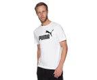 Puma Men's Essential Logo Tee / T-Shirt / Tshirt - White/Black