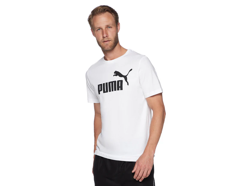 Puma Men's Essential Logo Tee / T-Shirt / Tshirt - White/Black