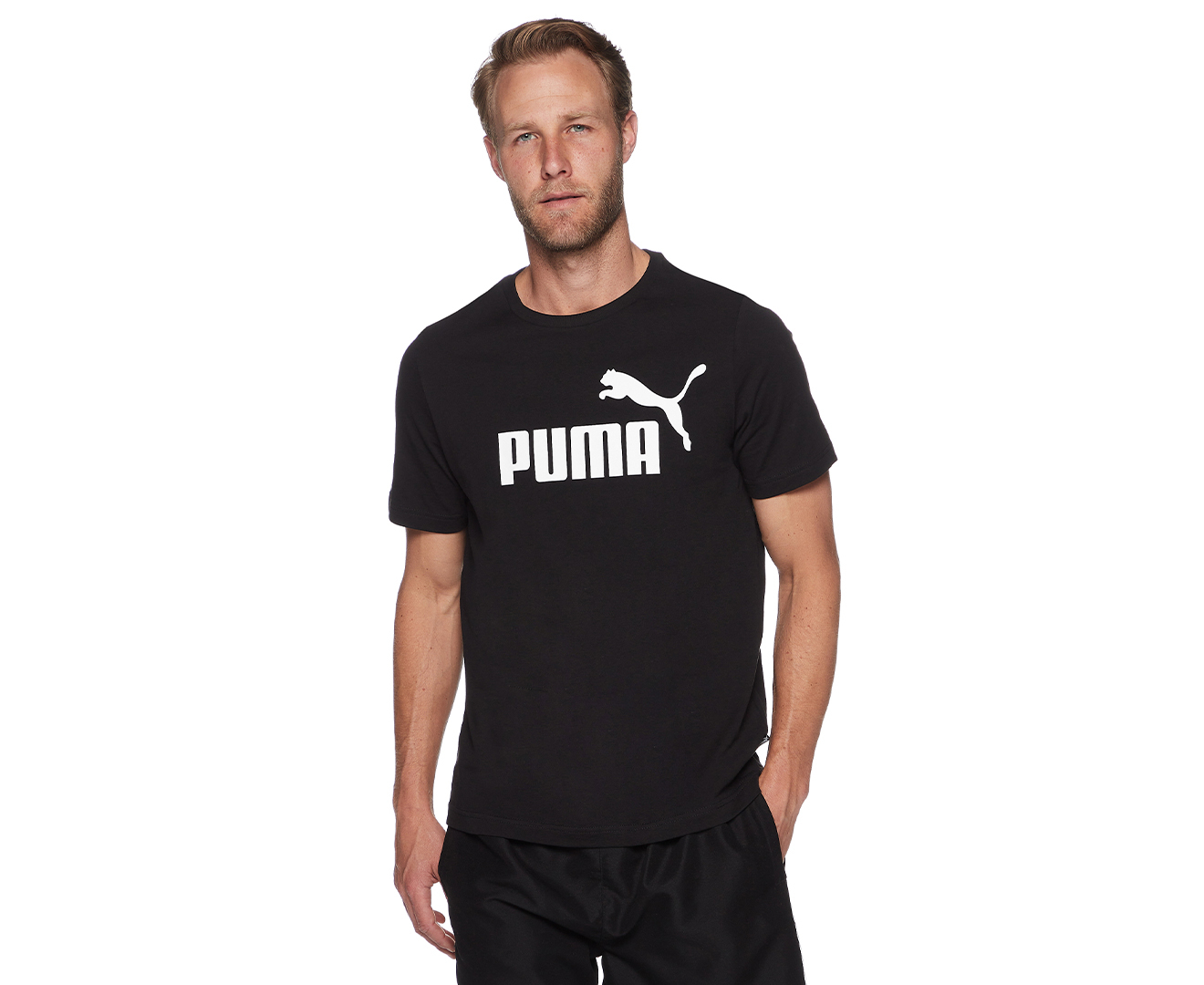 Puma Men s Essential Logo Tee T Shirt Tshirt Black White Catch