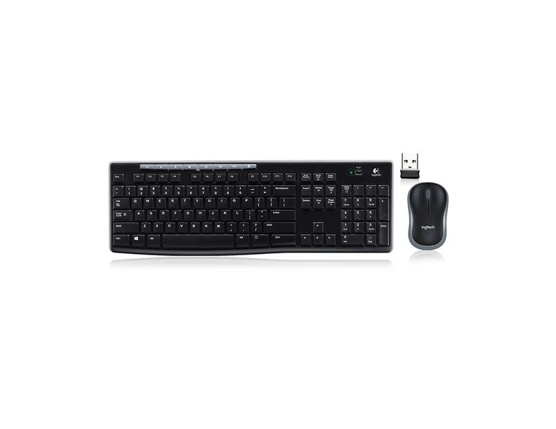 Logitech MK270 Wireless Keyboard Mouse Combo 2.4GHz Ergonomic Wireless Keyboard Mouse Set with 8 Multimedia Keys for PC Laptop