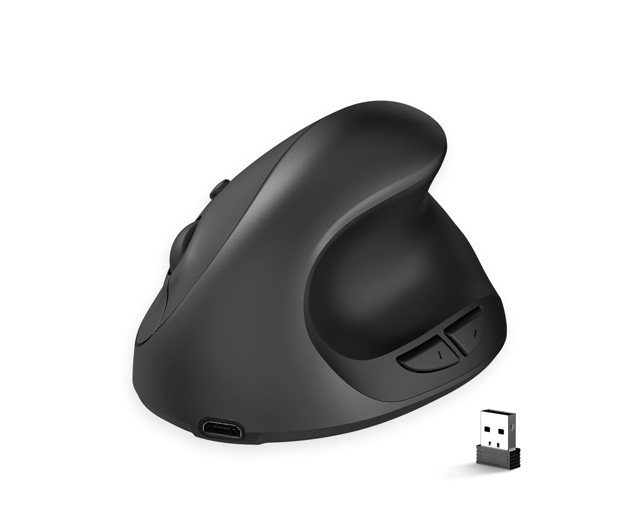 HXSJ X10 2.4G Wireless Vertical Mouse Ergonomic Mice 3-gear Adjustable DPI Built-in 600mAh Rechargeable Lithium Battery Black