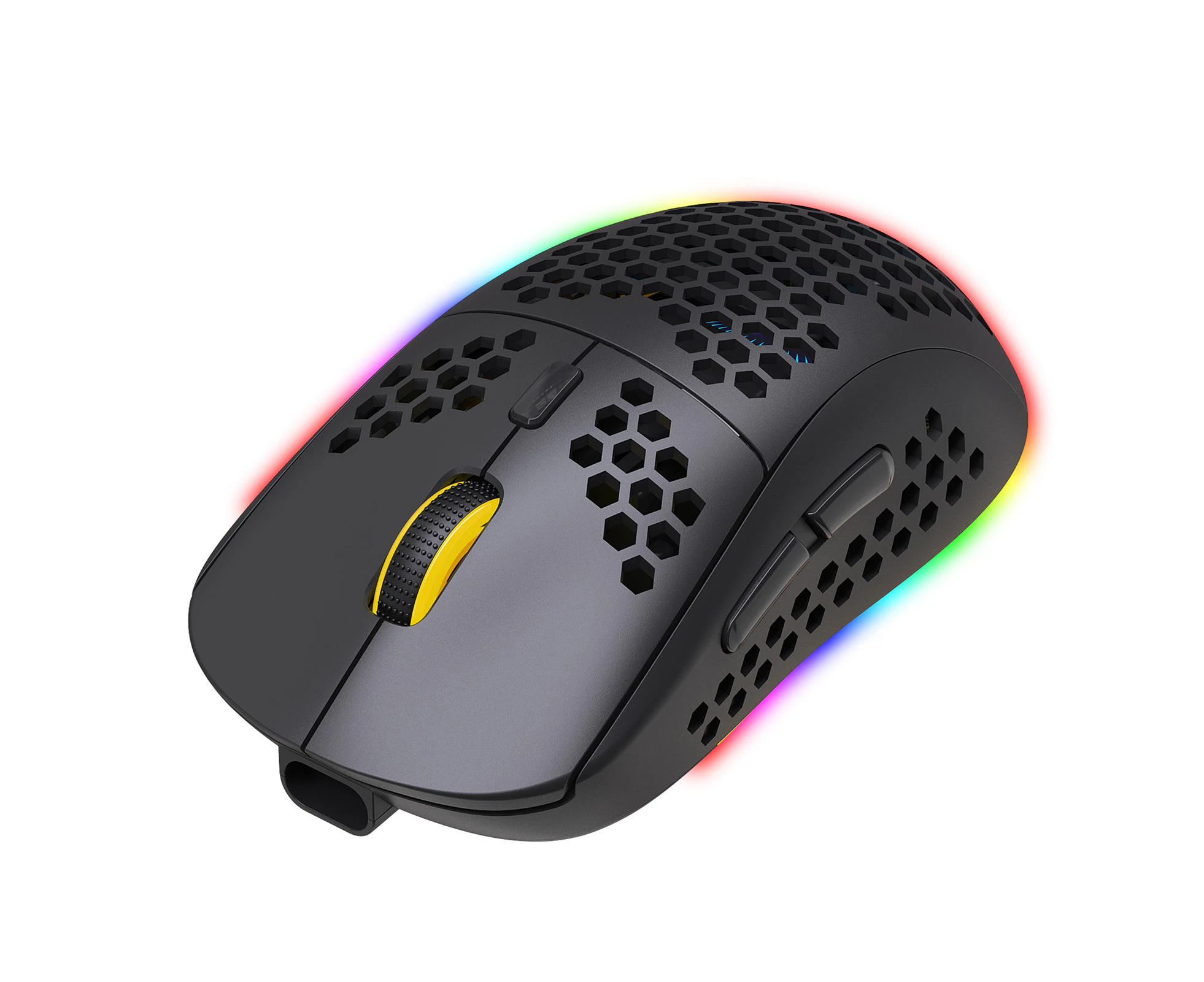 HXSJ T90 Three Mode Wireless Mouse BT 3.0 + 5.0 + 2.4G Wireless Charging Mouse RGB Lighting with Adjustable DPI Black