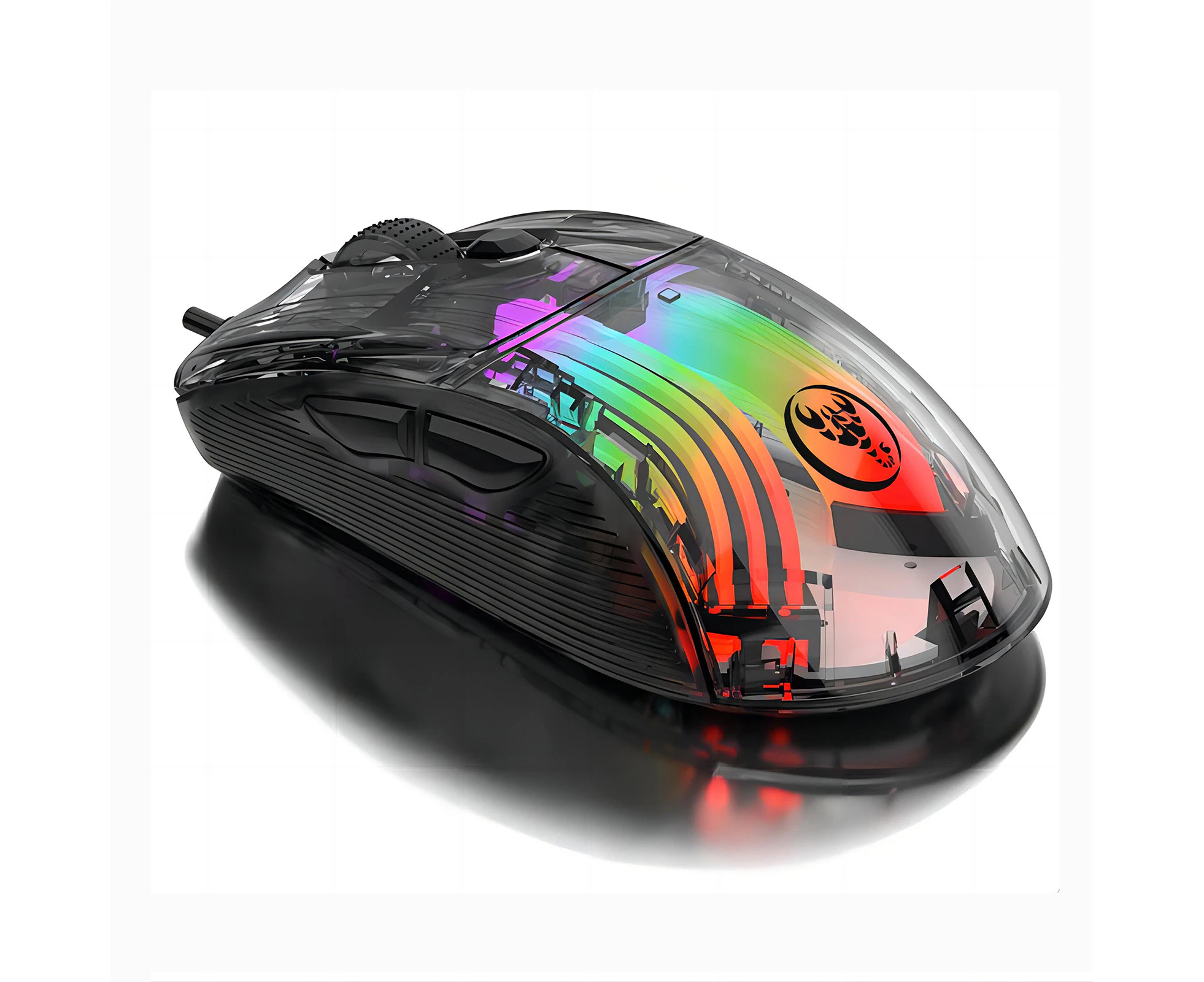 HXSJ X400 Wired Gaming Mouse 6 Adjustable DPI Levels RGB Lighting Modes Transparent Macro Programmable Ergonomic Design Mouse for Gamers