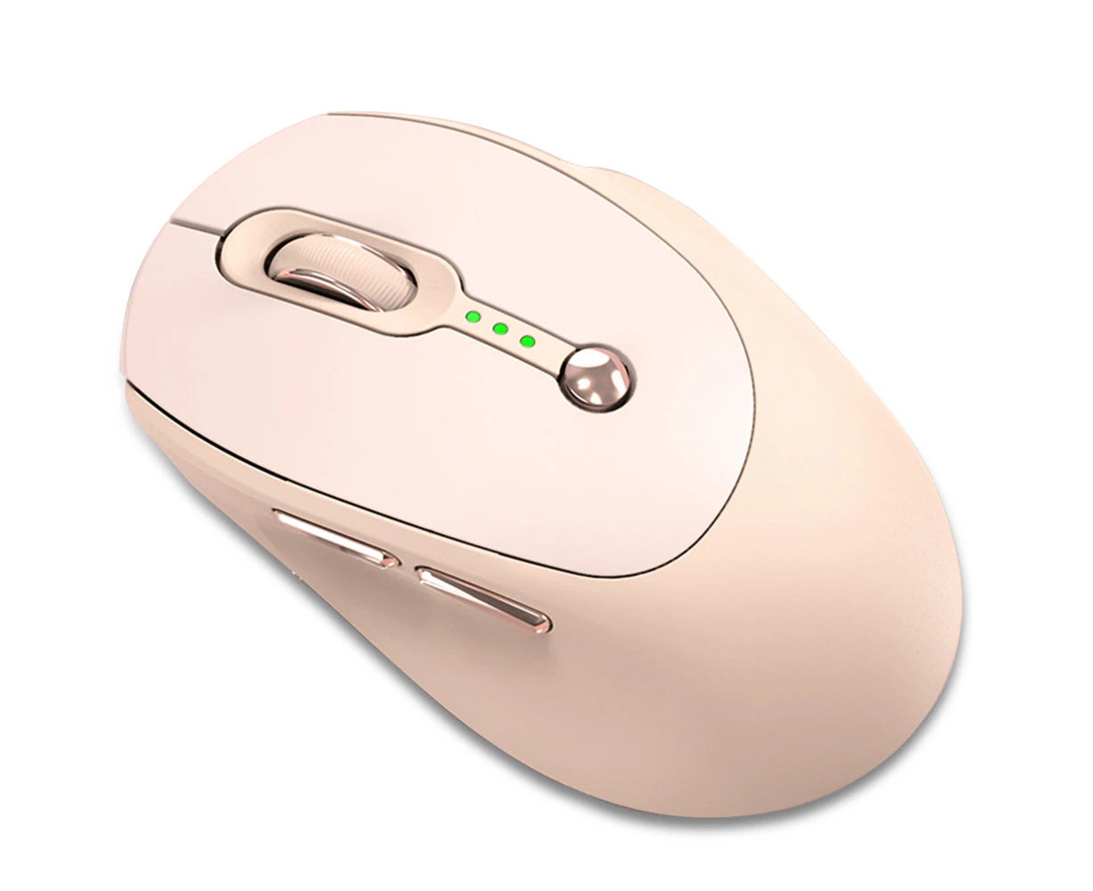 T-WOLF Q7 Wireless 2.4G BT5.0 Dual-Mode Rechargeable Pink Mouse 1000/1600/2400DPI with Power Display USB Office Business Girls Cute Rechargeable Mouse