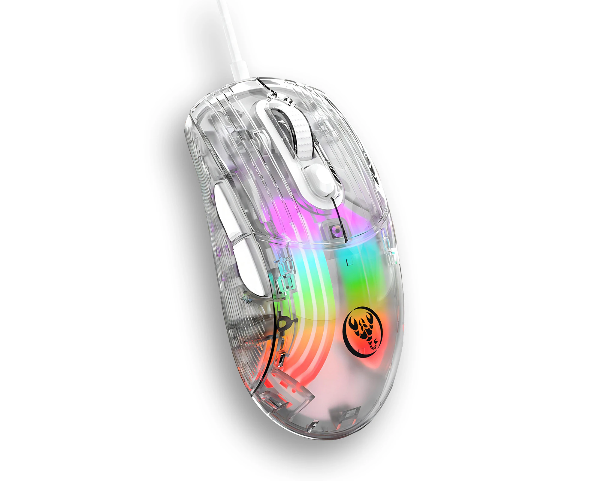 HXSJ X400 Wired Gaming Mouse 6 Adjustable DPI Levels RGB Lighting Modes Transparent Macro Programmable Ergonomic Design Mouse for Gamers