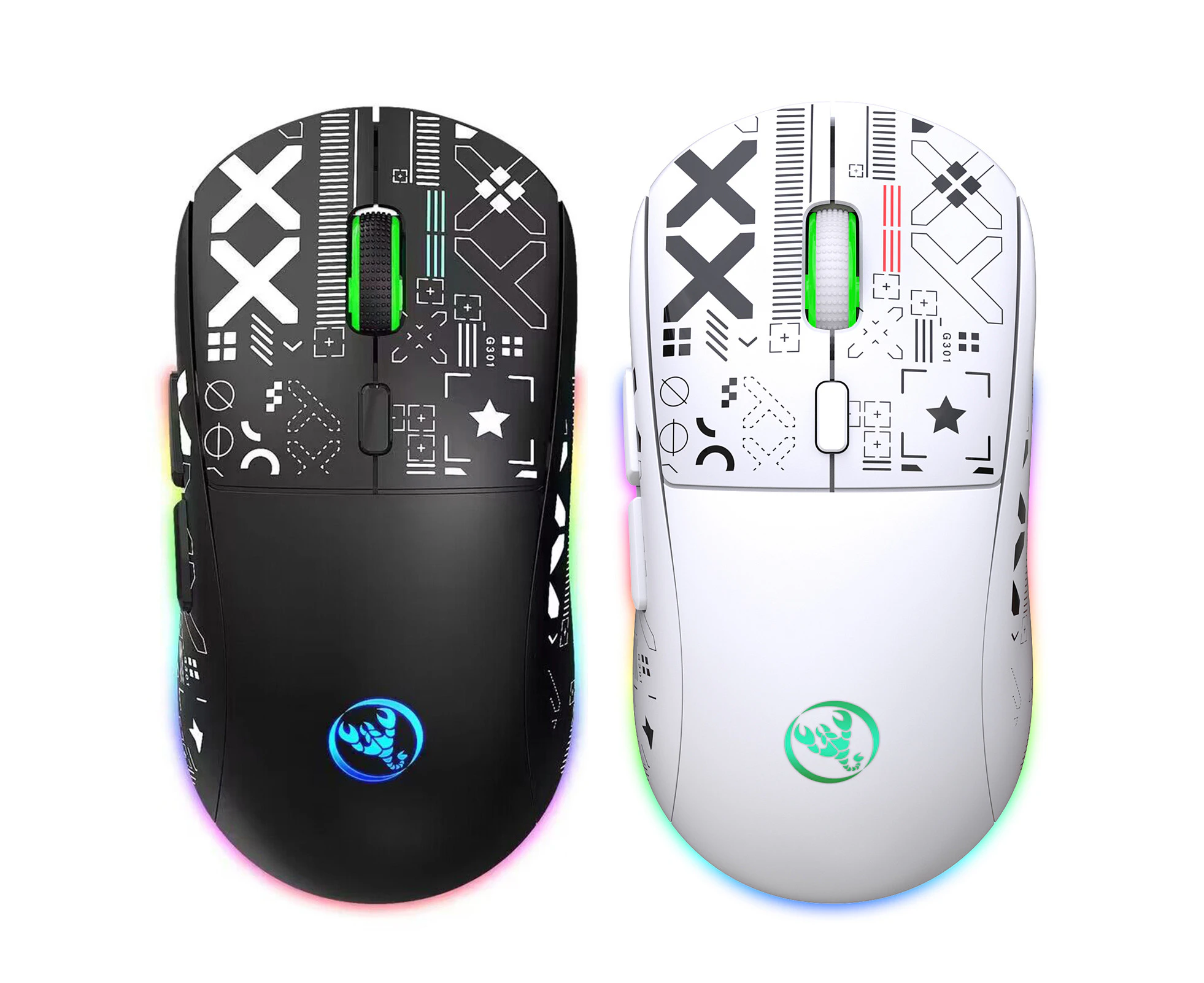 hxsj T90 2.4G Wireless Mechanical Mouse RGB Gaming Mouse Ergonomic Design 10 Million Keystroke Lifetime 3600 Speeds 6 RGB Light Modes 2-Pack