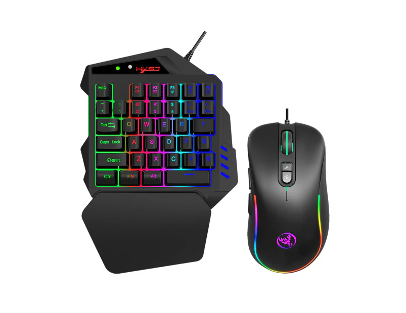 One Handed Gaming Keyboard And Mouse Combo V500 RGB Gaming Keypads And J300 Gaming Mouse Gaming Keypad Wired Gaming Keyboard with 2 USB Ports